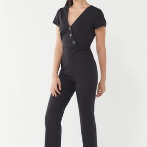 Karen Surplice Button-Down Jumpsuit